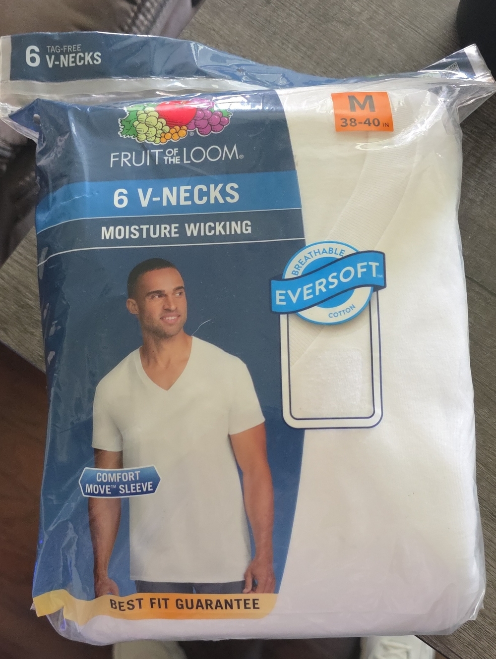 Fruit of the Loom Men's White V-Neck Undershirts - 6 Pack NEW